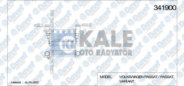 VAL-817625 Turbo Radyatoru (240x175x62) Passat 1.8 T 1.9 Tdi A4 A6